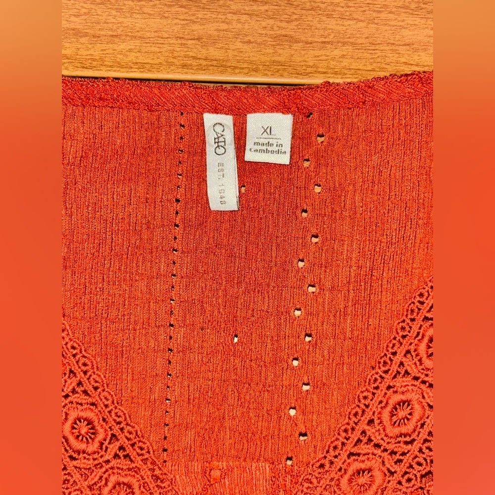 Cato Burnt Orange V-Neck Blouse size XL - Picture 2 of 9